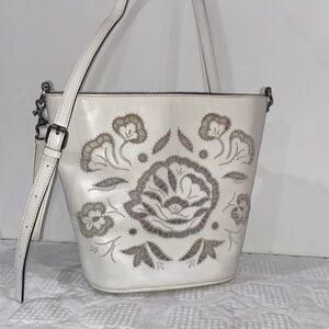 Patricia Nash White and Gray Floral Shoulder Bag
